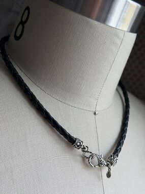 Premier Designs | Black Braided Leather Choker 18” Necklace with Silver Toggle